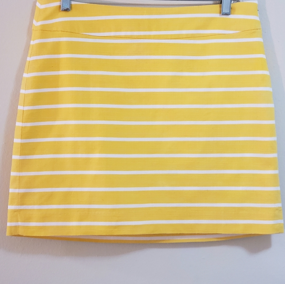 Banana Republic Yellow/White Mini Skirt, Sz 6